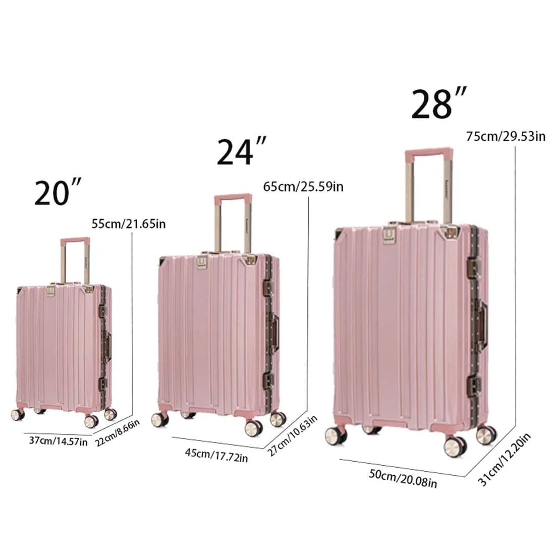 Set de 3 valises luxe Cabine, Moyenne et Grande avec serrure TSA🧳